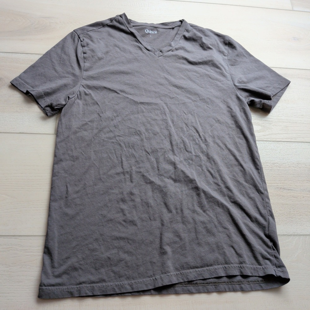 Quince Cotton Modal V-Neck Tee T-Shirt Mens L Dark Gull Grey Short Sleeve‎
